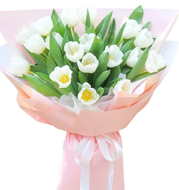 bo tulip trang tinh khoi